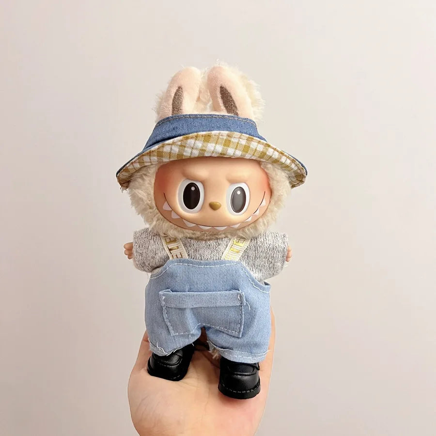 Labubu Velcro Dress Set – Cute Casual Skirt Outfit for 17cm Dolls