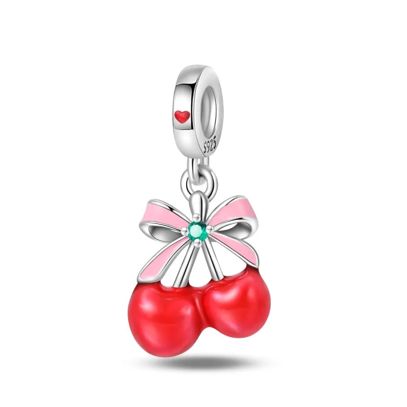 ✨ 925 Silver Strawberry & Cherry Charms – Fruit Series Beads | Pandora-Style Bracelet Compatible