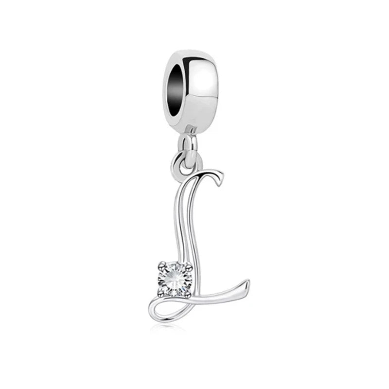 ✨ 925 Silver Alphabet Charms – 🔤 26 Letter Dangle Beads | Pandora-Style Bracelet Compatible