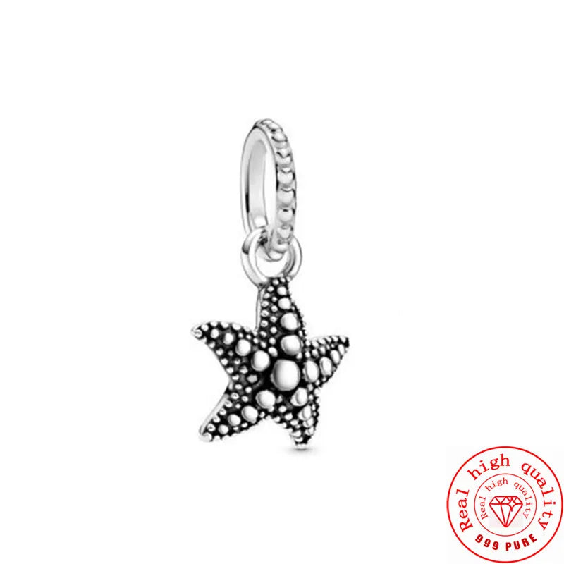 ✨ 925 Sterling Silver Ocean Charms – 🌙 Moon, ⭐ Star, ☀️ Sun & 💧 Blue Beads | Pandora-Style Bracelet Compatible
