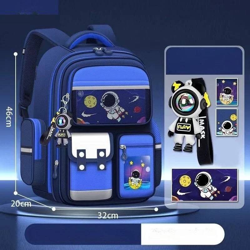 Astronaut Cartoon Backpack for Grades 3-6 – Large Capacity Waterproof School Bag for Kids