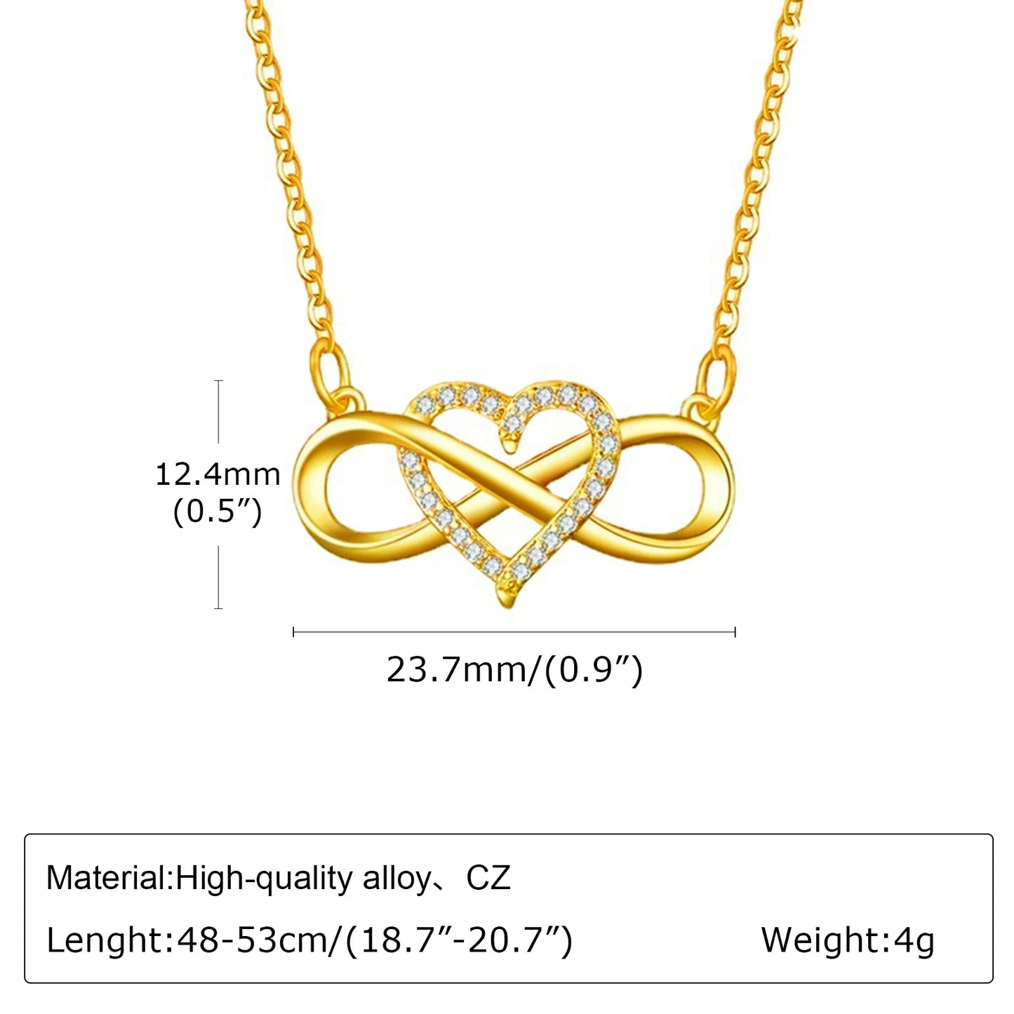 💖 Eternal Bond™ – Infinity Heart Necklace with Sparkling Cubic Zirconia | Gift for Her