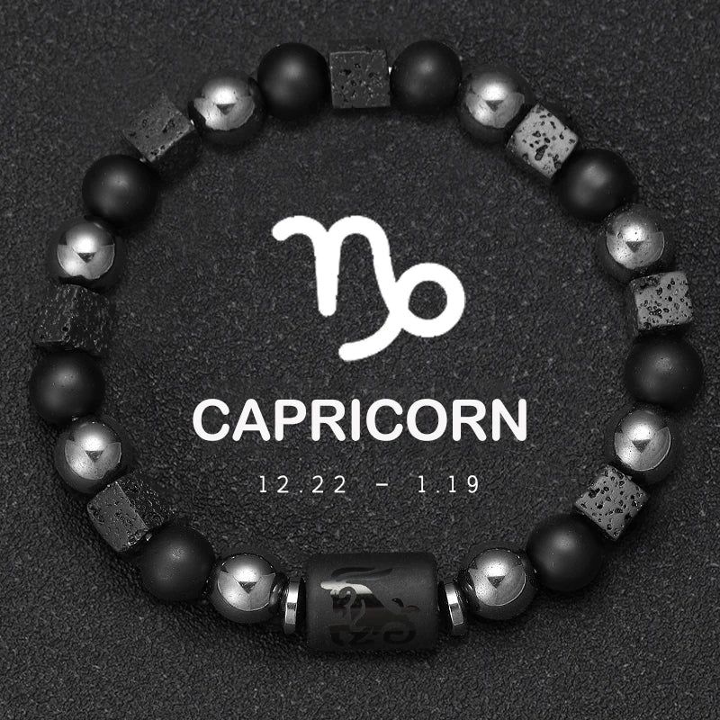 ✨ 12 Zodiac Natural Stone Bracelet – Cancer, Virgo, Leo, Libra – Unisex Couple & Friendship Jewelry Gift