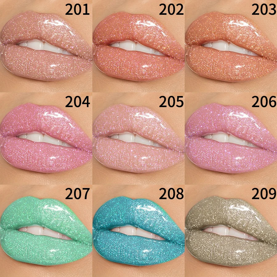 ✨ 9 Colors Diamond Shimmer Glitter Lip Gloss 💎 | Moisturizing, Sparkling Liquid Lipstick – Pearl Shine Makeup