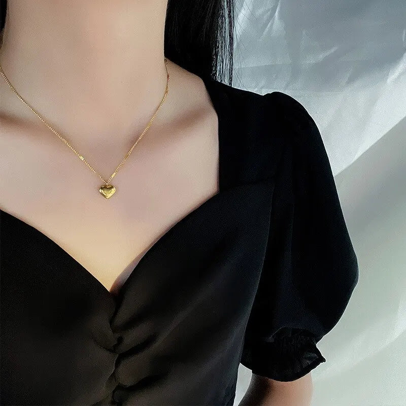 ✨ 1 goldene Pfirsichherz-Halskette – einfache, modische Schlüsselbeinkette mit Liebessymbol 💖