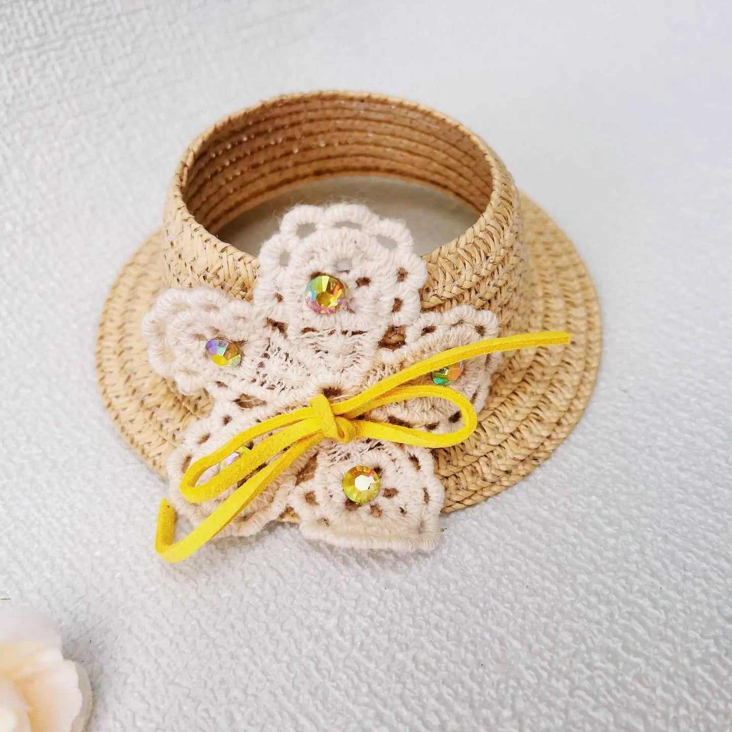 Labubu Summer Elegant Straw Hat – 15/17cm Hawaiian Doll Accessory