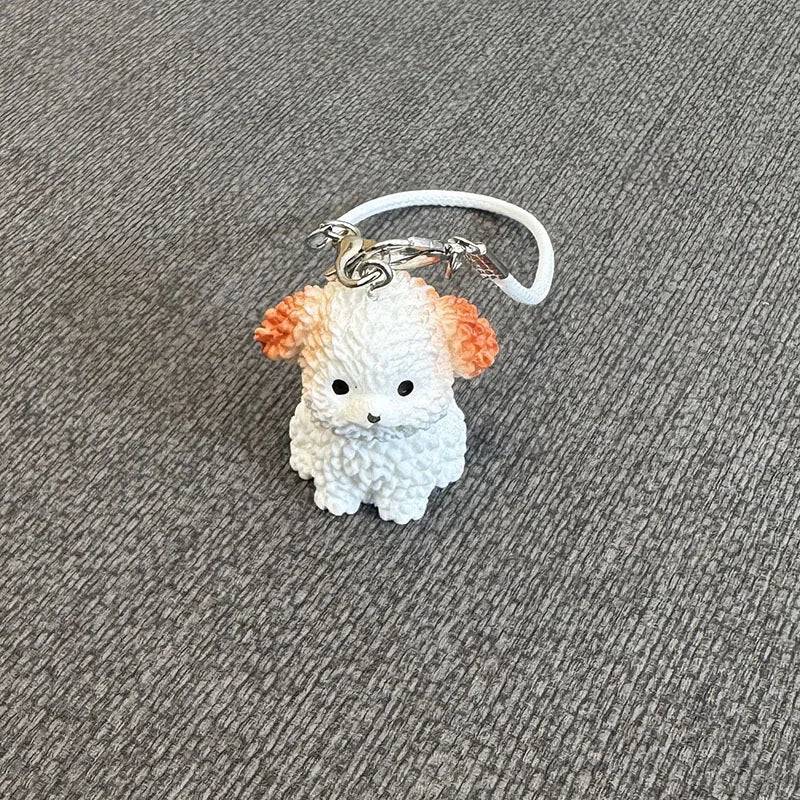 Mini Resin Flocking 3D Bichon Frise Dog Pendant Charm – for 15cm & 17cm Labubu Dolls