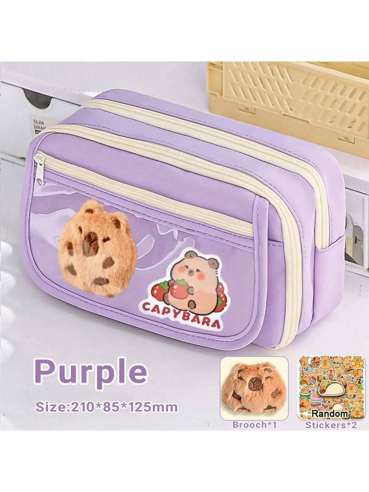 Capybara Pencil Case – 1Pc Large Capacity Flip Cover Stationery Bag for School or Office