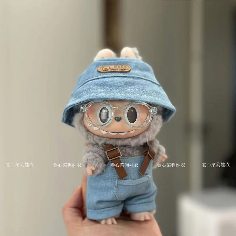 2025 Macaron Color Labubu Outfit – Strap Pants, Hat & Glasses Doll Accessories