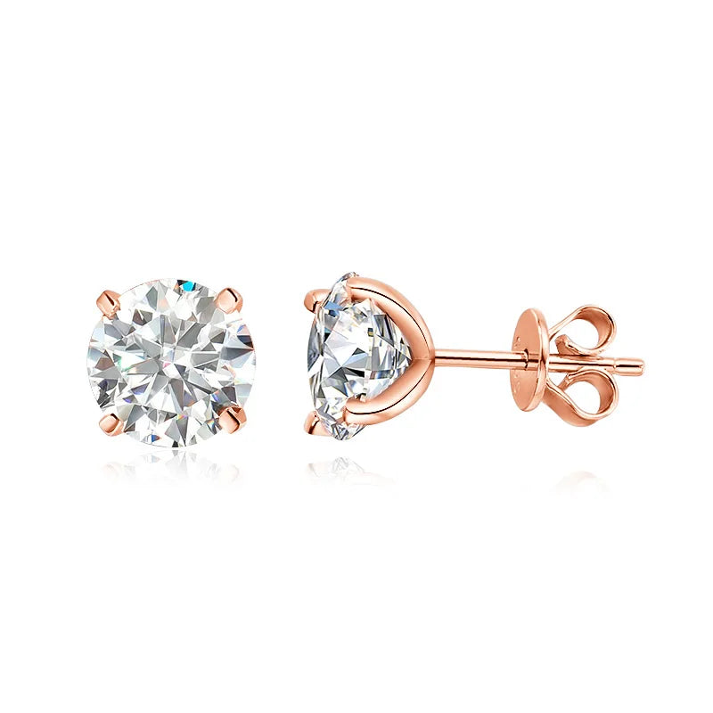 Rose Gold Moissanite Stud Earrings for Women