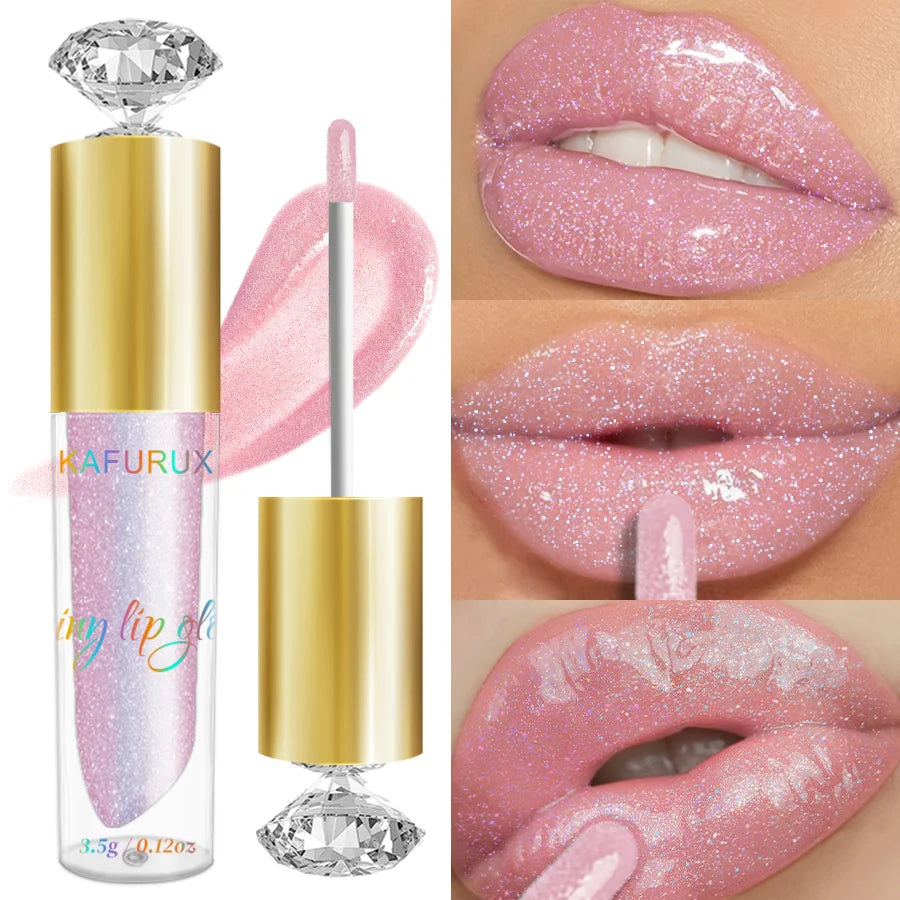 ✨ 9 Colors Diamond Shimmer Glitter Lip Gloss 💎 | Moisturizing, Sparkling Liquid Lipstick – Pearl Shine Makeup