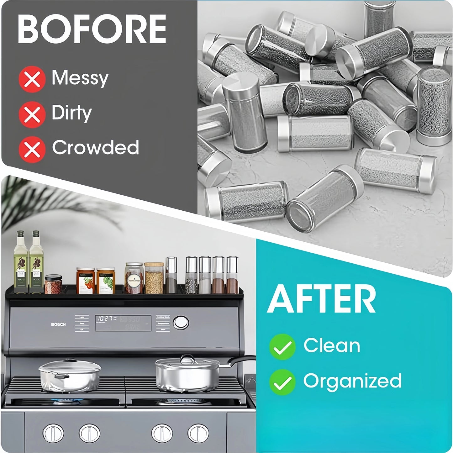 🧲 Space-Saving Magnetic Rack – Kitchen Organizer for Spices, Utensils, and More 🍳