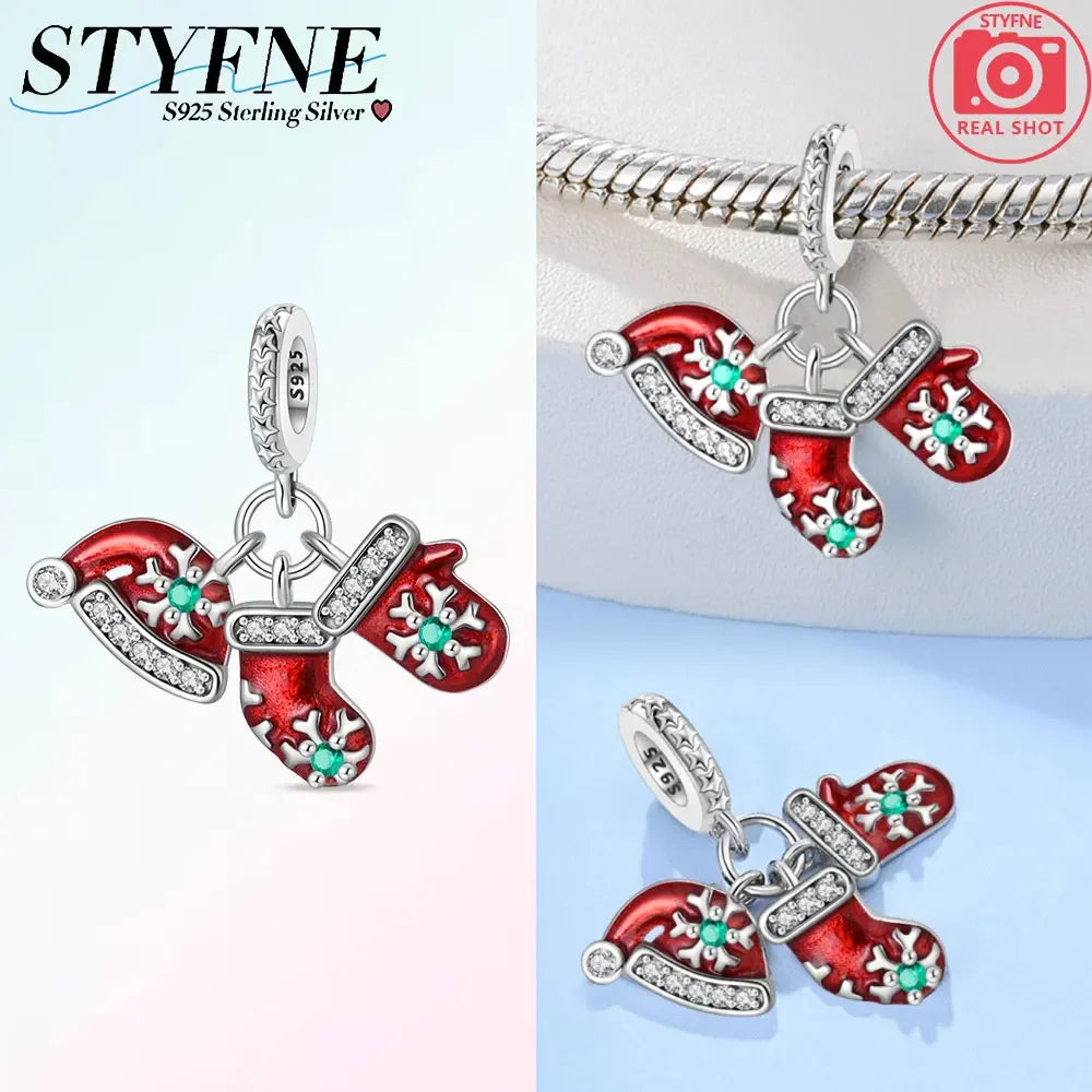 ✨ 925 Sterling Silver Christmas Charms – Tree, Hat, Love & Elk | Pandora-Style Bracelet Compatible
