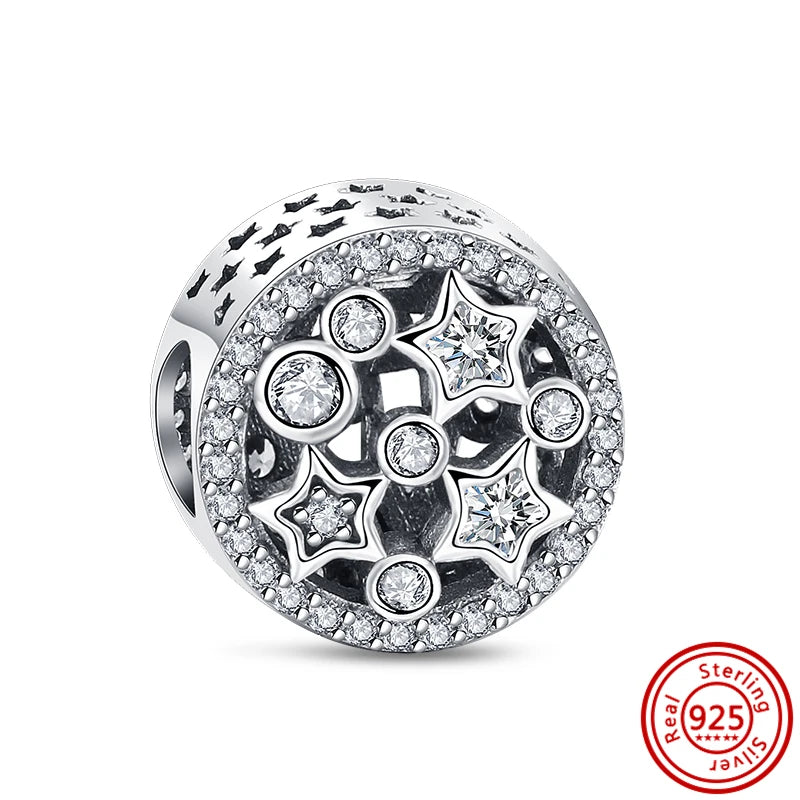 ✨ 925 Silver Sparkling Charms – ❄️ Snowflake, 🌿 Herbarium, 😇 Angel Wings & ❤️ Heart | Pandora-Style Bracelet Compatible