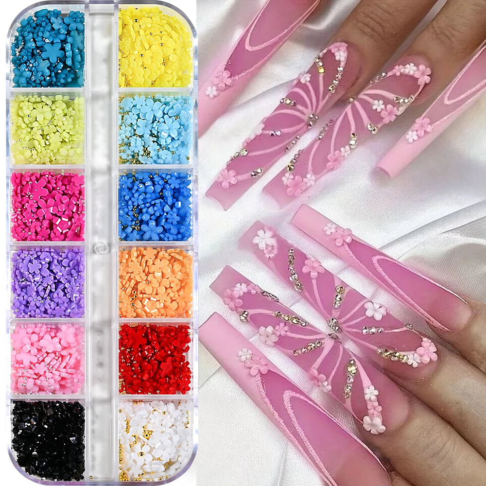 🌊✨ 12Grids Ocean Gold Nail Art Charms | Shell, Seahorse, Starfish & Pearl Gems 🐚🦄 Shop1103833347 Store