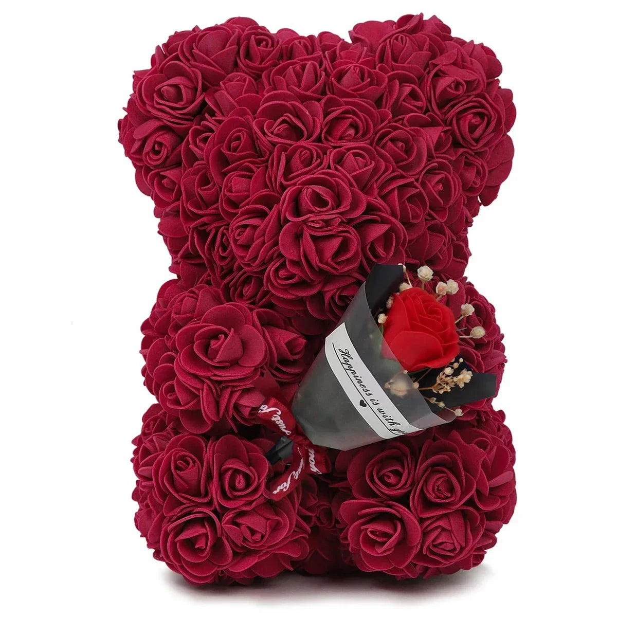 🌹 Rózsa színű plüssmackó művirág – Romantikus évfordulós, Valentin-napi és születésnapi ajándék hölgyeknek 🎁