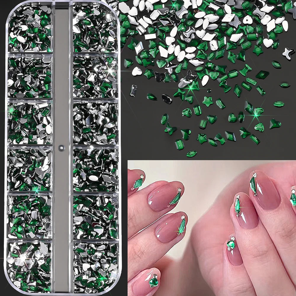 🌊✨ 12Grids Ocean Gold Nail Art Charms | Shell, Seahorse, Starfish & Pearl Gems 🐚🦄 Shop1103833347 Store