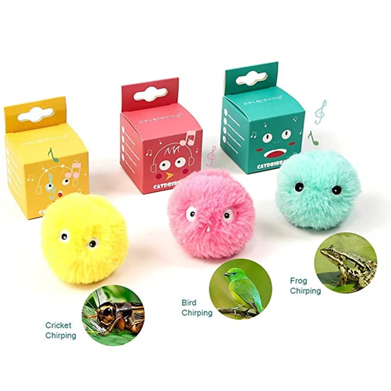 Interactive Plush Cat Toy Ball with Sound & Catnip – Smart Training Toy 5cm