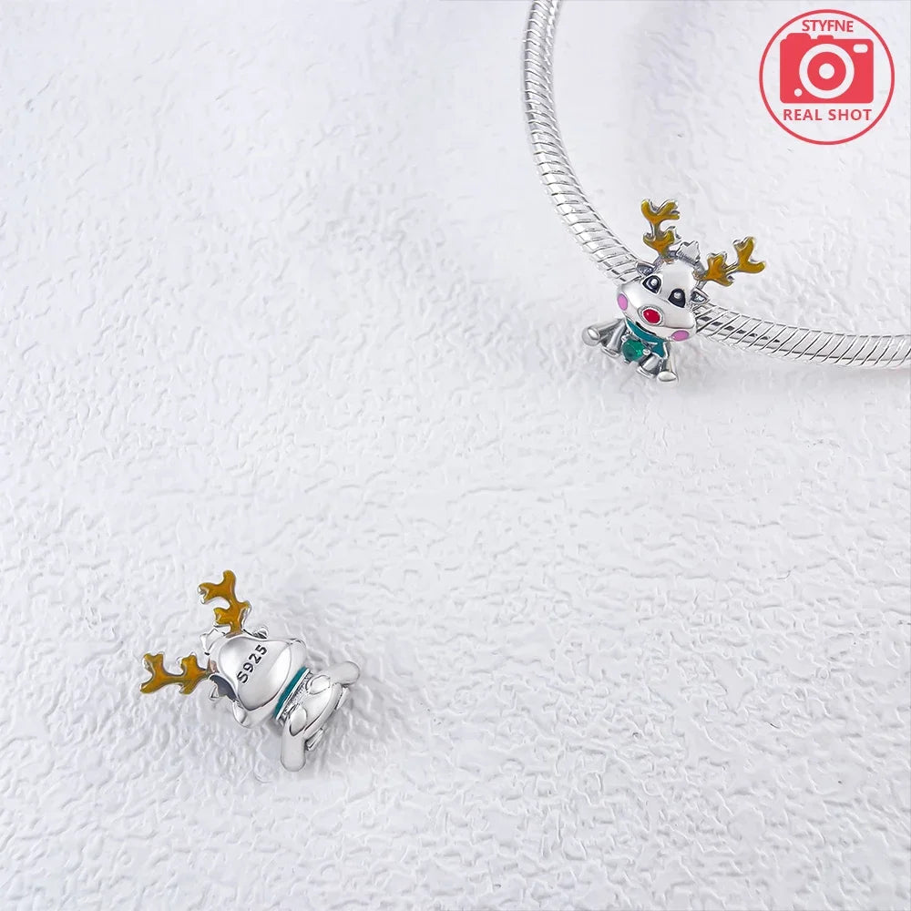 ✨ 925 Sterling Silver Christmas Charms – Tree, Hat, Love & Elk | Pandora-Style Bracelet Compatible