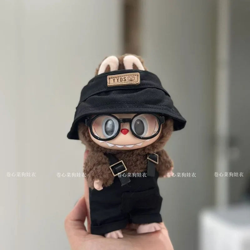 2025 Macaron Color Labubu Outfit – Strap Pants, Hat & Glasses Doll Accessories