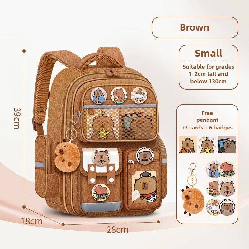 Capybara Children Backpack – Waterproof Orthopedic School Bag with Large Capacity