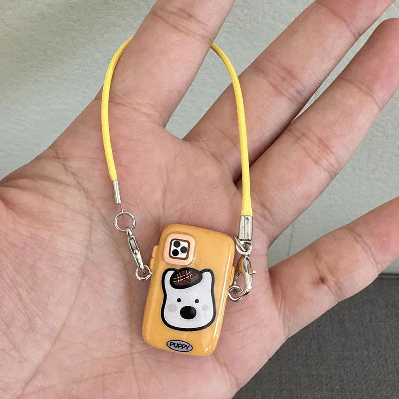 Mini Resin Flocking 3D Bichon Frise Dog Pendant Charm – for 15cm & 17cm Labubu Dolls