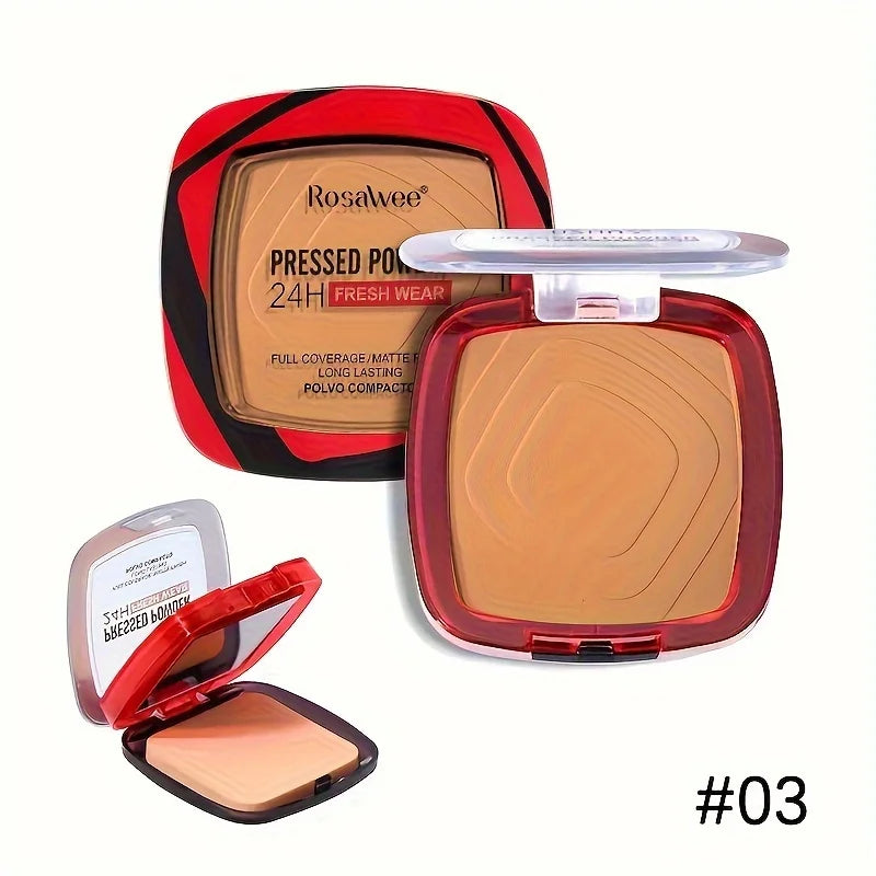 ✨ Matte Full Coverage Pressed Powder Foundation with Puff Applicator