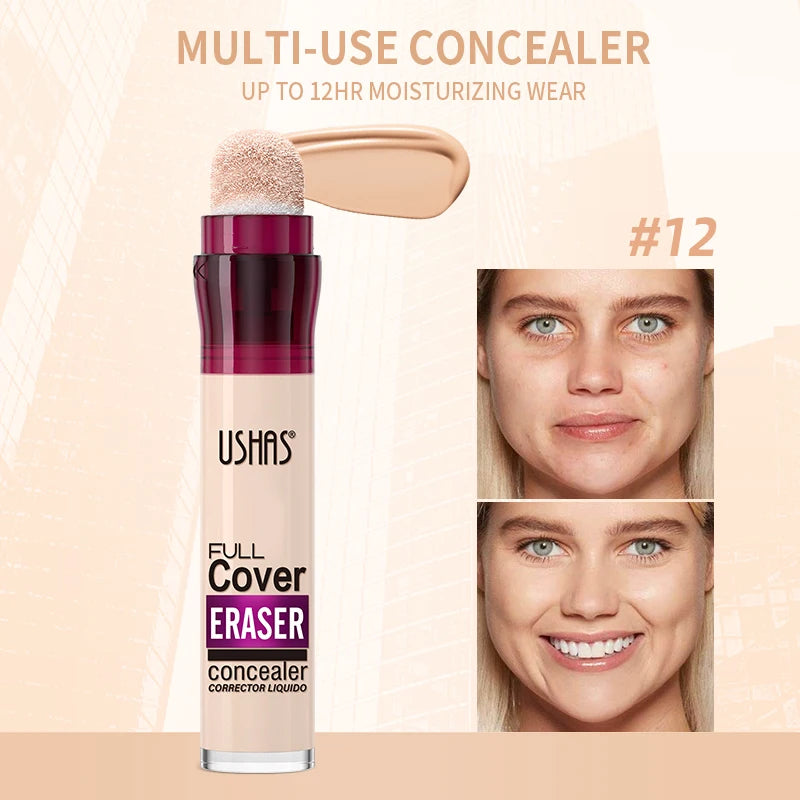 ✨ 12 Color Liquid Concealer 🎨 Moisturizing Rotating Sponge Head 🌀 Long-Lasting Lightweight Multi-Use Foundation Stone's Store
