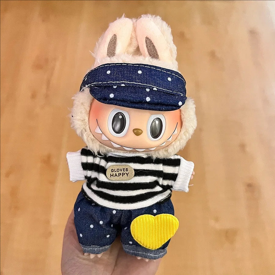 Labubu Velcro Dress Set – Cute Casual Skirt Outfit for 17cm Dolls