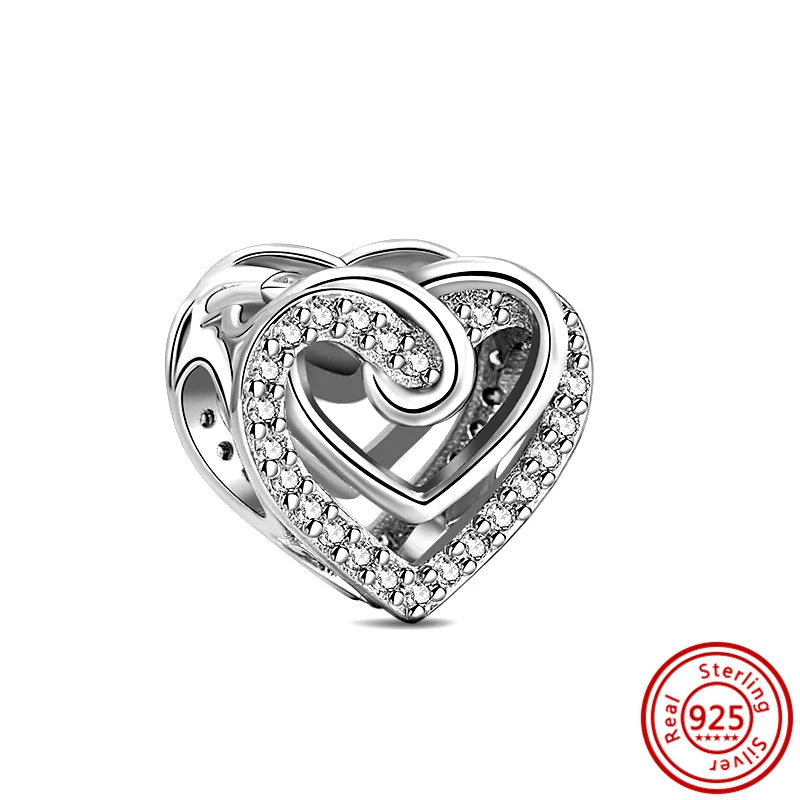 ✨ 925 Silver Sparkling Charms – ❄️ Snowflake, 🌿 Herbarium, 😇 Angel Wings & ❤️ Heart | Pandora-Style Bracelet Compatible