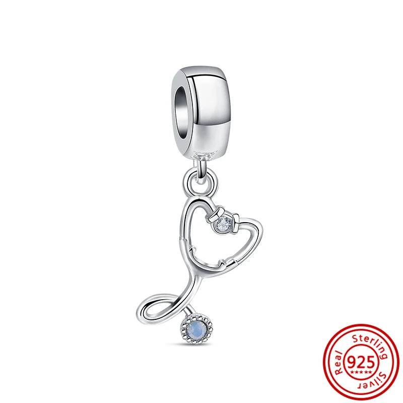 ✨ 925 Silver Sparkling Charms – ❄️ Snowflake, 🌿 Herbarium, 😇 Angel Wings & ❤️ Heart | Pandora-Style Bracelet Compatible