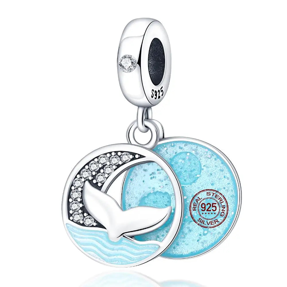 ✨ 925 Silver Ocean Charms – 🐙 Octopus, 🐢 Sea Turtle, 🐬 Dolphin & 💧 Blue Zircon | Pandora-Style Bracelet Compatible