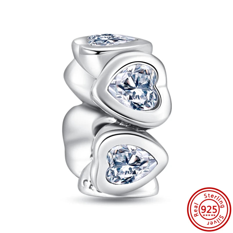 ✨ 925 Silver Sparkling Charms – ❄️ Snowflake, 🌿 Herbarium, 😇 Angel Wings & ❤️ Heart | Pandora-Style Bracelet Compatible