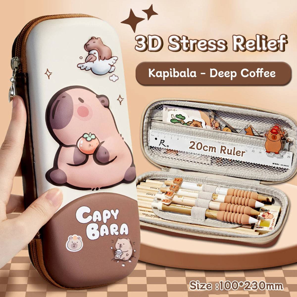 Kawaii Capybara 3D Pencil Case – Cute Large Capacity EVA Stationery Box
