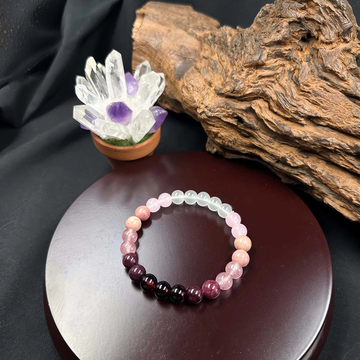 💖 Pink Amethyst Bracelet – Handmade Natural Stone Self-Love & Couple Gift