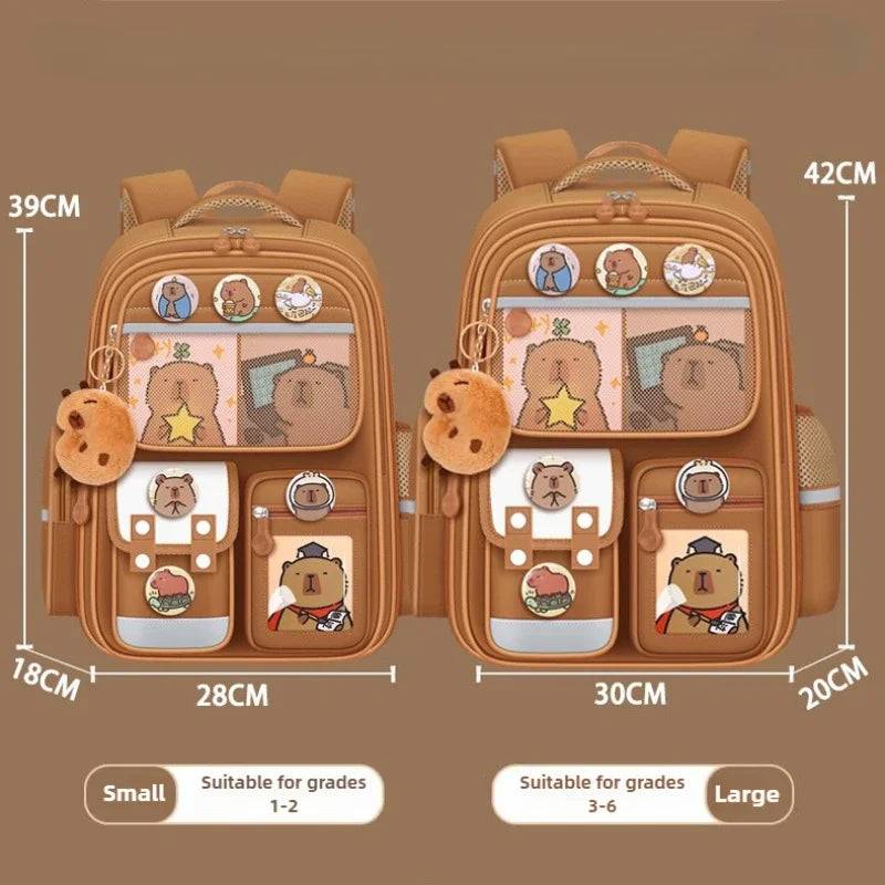 Capybara Children Backpack – Waterproof Orthopedic School Bag with Large Capacity