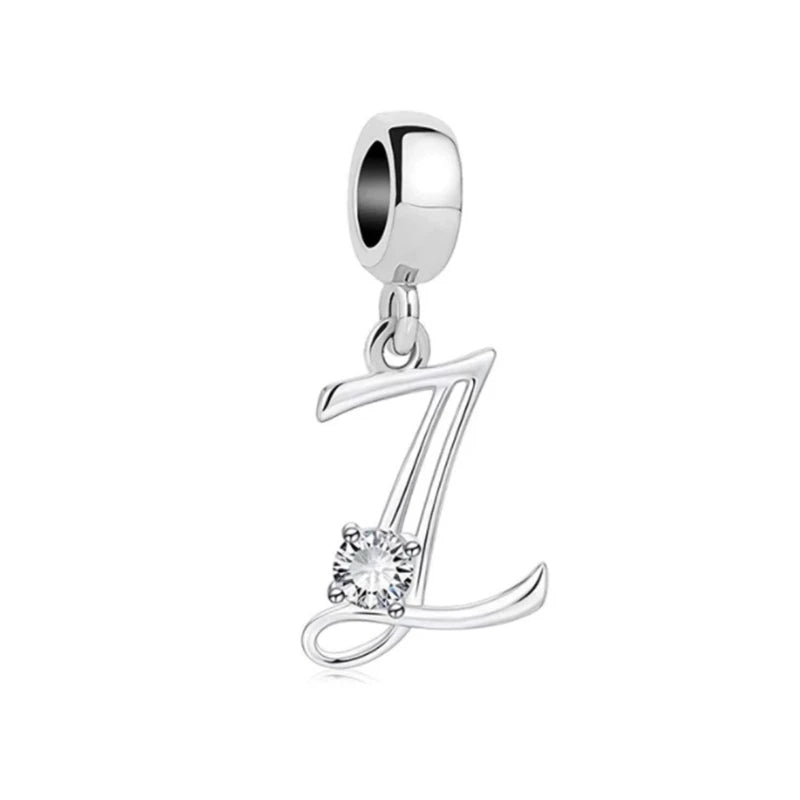 ✨ 925 Silver Alphabet Charms – 🔤 26 Letter Dangle Beads | Pandora-Style Bracelet Compatible
