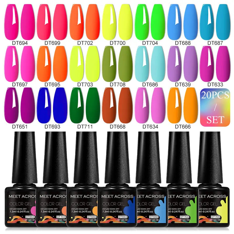 20-Piece HEMA-Free Gel Nail Polish Set – All-Season Long-Lasting UV/LED Soak-Off Kit for DIY Manicure & Nail Art