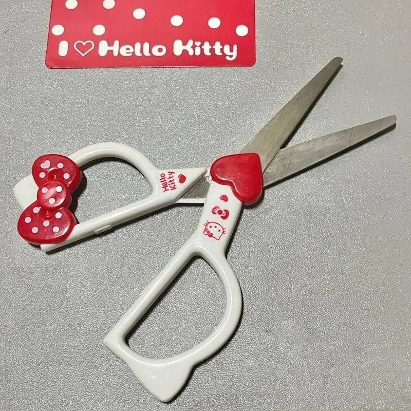 ✂️🎀🐱 2Pcs Cute Cartoon Hello Kitty Handmade Paper Scissors – Kawaii Pink Bowknot for Students!