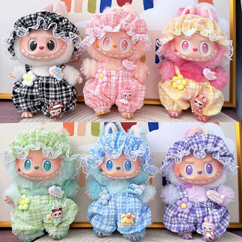 Labubu Summer Pajamas Set – 15/17cm V1 V2 V3 Doll Clothes with Hat