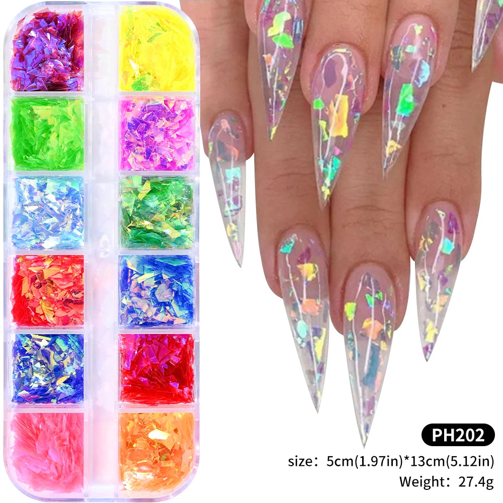 🌊✨ 12Grids Ocean Gold Nail Art Charms | Shell, Seahorse, Starfish & Pearl Gems 🐚🦄 Shop1103833347 Store