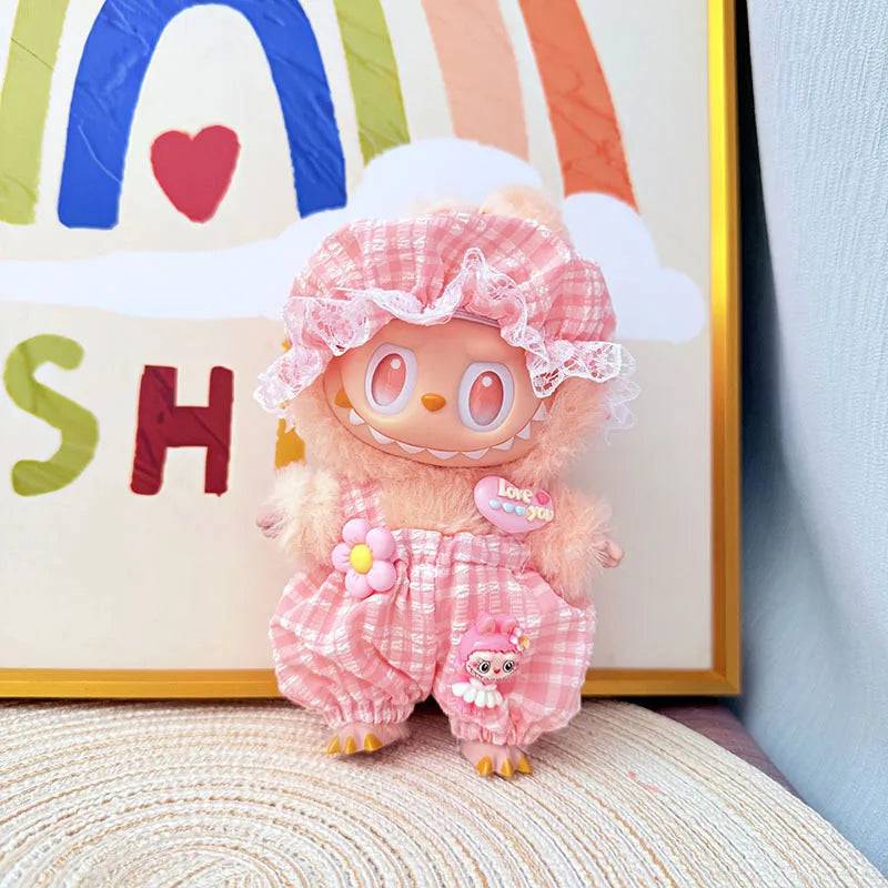 Labubu Summer Pajamas Set – 15/17cm V1 V2 V3 Doll Clothes with Hat