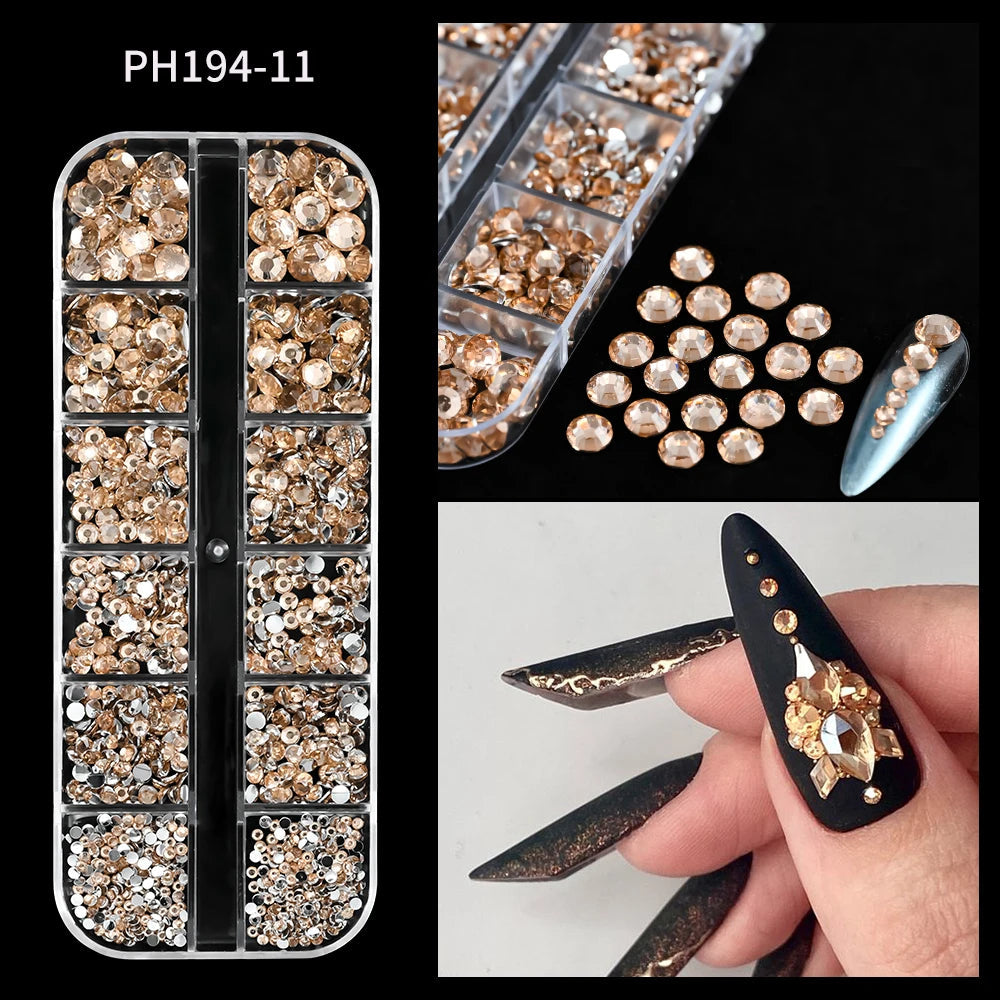 🌊✨ 12Grids Ocean Gold Nail Art Charms | Shell, Seahorse, Starfish & Pearl Gems 🐚🦄 Shop1103833347 Store