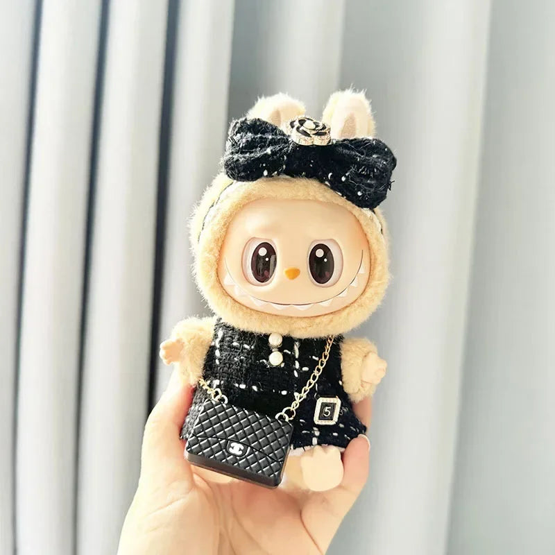 17cm Labubu Doll Clothes – Luxury Custom Outfit with Hat & Dress