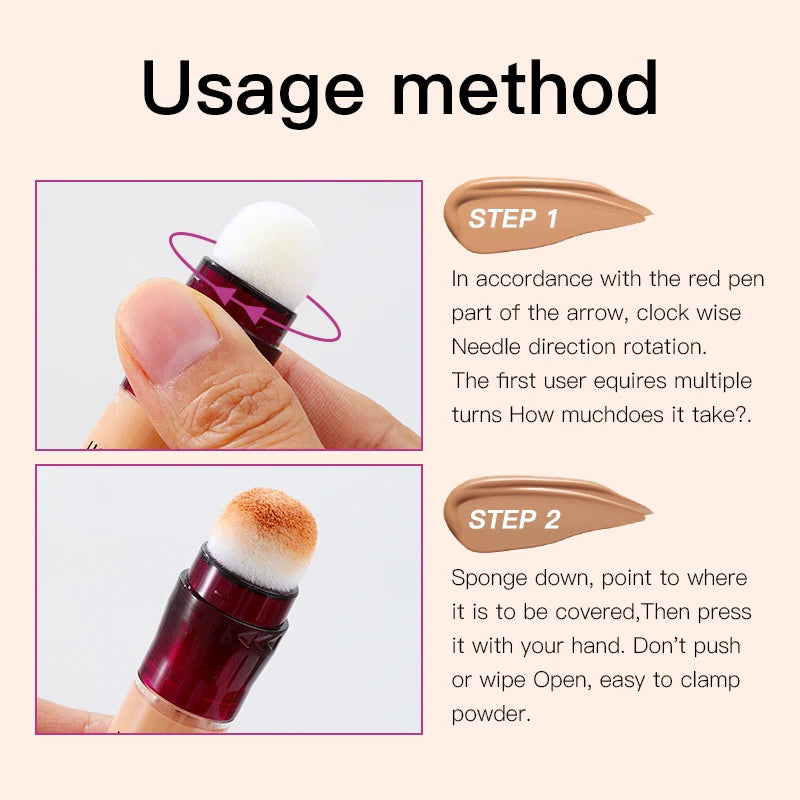 ✨ 12 Color Liquid Concealer 🎨 Moisturizing Rotating Sponge Head 🌀 Long-Lasting Lightweight Multi-Use Foundation Stone's Store