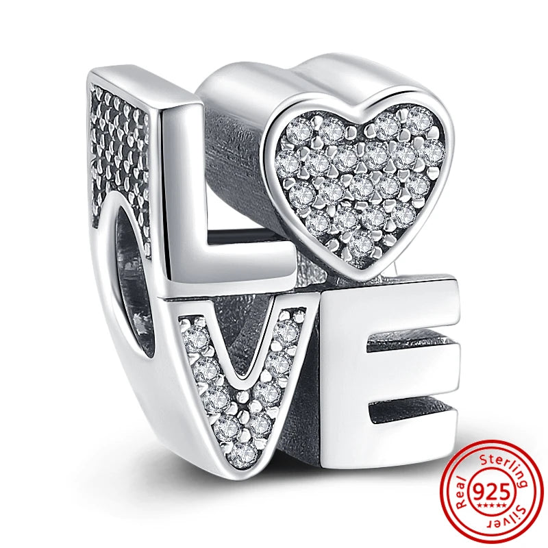 ✨ 925 Silver Sparkling Charms – ❄️ Snowflake, 🌿 Herbarium, 😇 Angel Wings & ❤️ Heart | Pandora-Style Bracelet Compatible