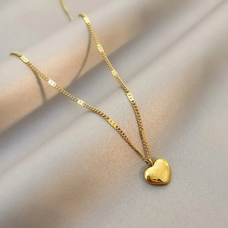 ✨ 1 goldene Pfirsichherz-Halskette – einfache, modische Schlüsselbeinkette mit Liebessymbol 💖