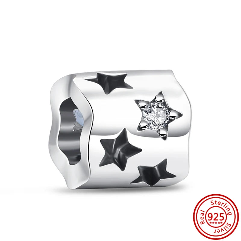 ✨ 925 Silver Sparkling Charms – ❄️ Snowflake, 🌿 Herbarium, 😇 Angel Wings & ❤️ Heart | Pandora-Style Bracelet Compatible