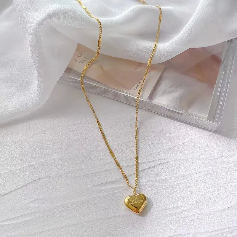 ✨ 1 goldene Pfirsichherz-Halskette – einfache, modische Schlüsselbeinkette mit Liebessymbol 💖