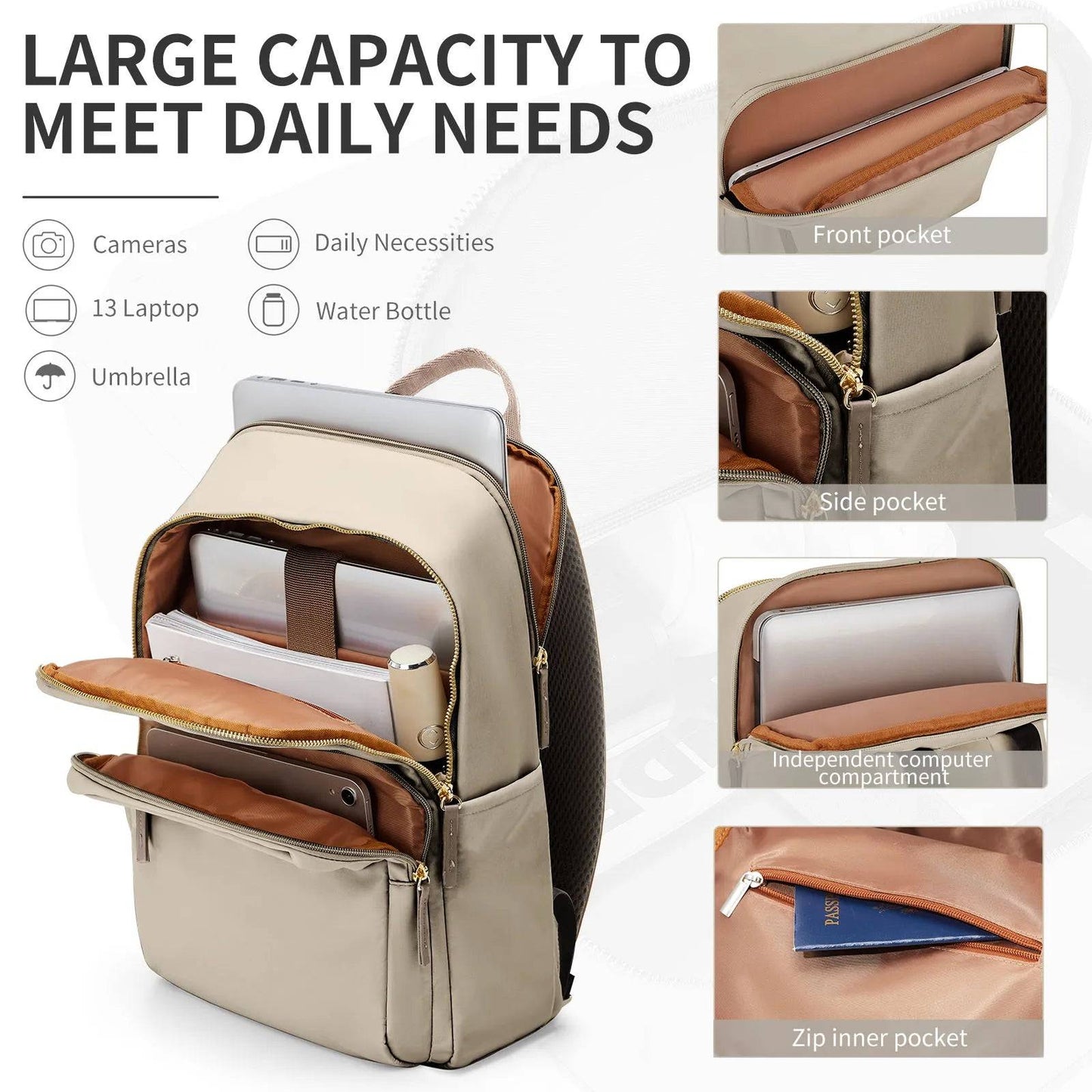 Large Capacity Backpack for Women – Travel, Business, School Laptop Bag